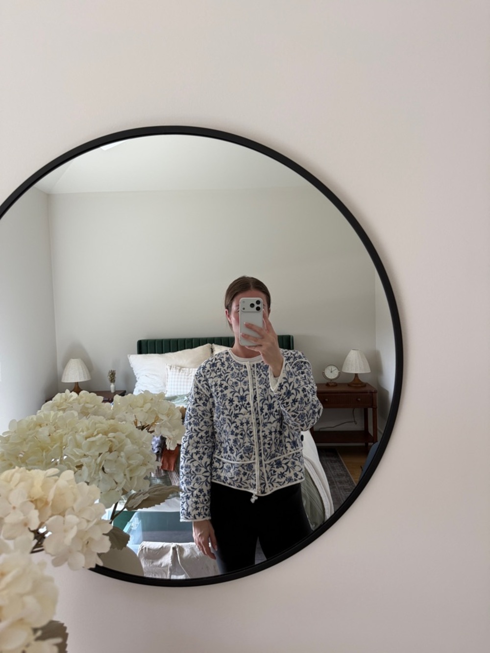 Storia Cream Quilted Jacket with Blue Floral Print - Picture 3 of 3